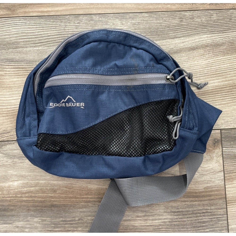 Eddie Bauer Blue Nylon Hiking Fanny Pack Organizer Travel Belt Bag Mens